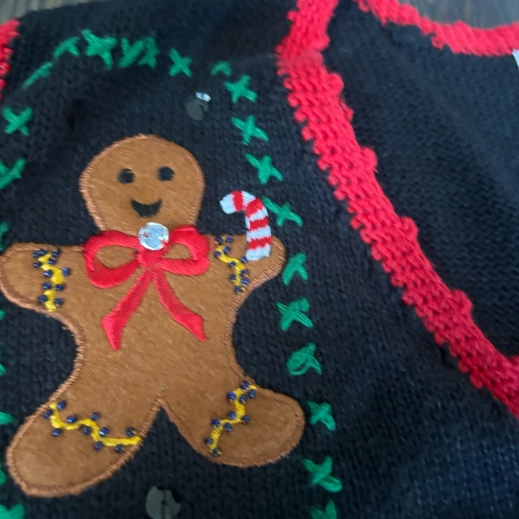 Vtg Nutcracker Womens Ugly Christmas Sweater Vest Size M Ginger Bread Ski Bear - Picture 7 of 11
